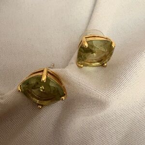 Elegant Gold and Green Stud Earrings